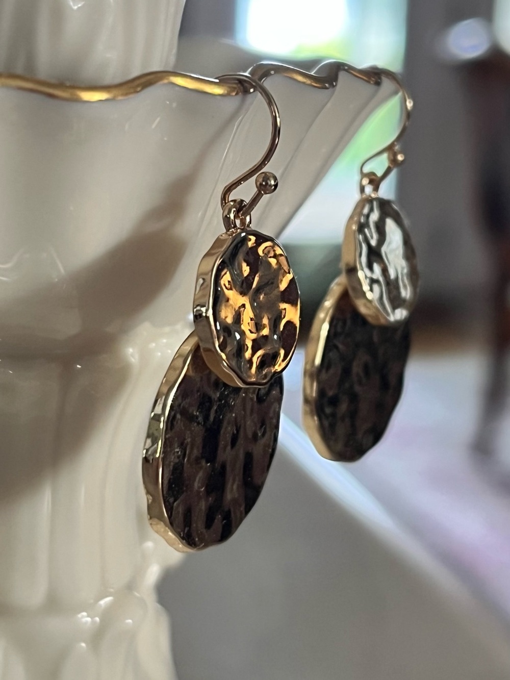 Style and Co. from Macys Gold-Tone Double Hammered Disc Drop Earrings - Picture 6 of 9